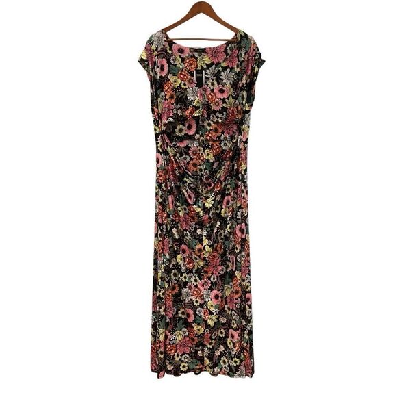 NWT! AFRM Lizette in noir garden floral short sleeve maxi dress - Picture 2 of 12